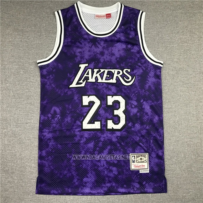 Camiseta Los Angeles Laker Lebron James NO 23 Galaxy Violeta